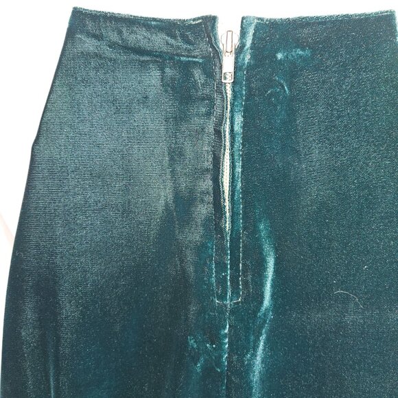 NWT M Retro rockabilly GREEN SILK VELVET Rare Skirt - Picture 5 of 16